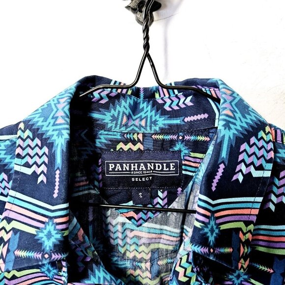 Panhandle Slim Aztec Snap Western Shirt Mens S Blue Multi Color All Over Print - Picture 5 of 5